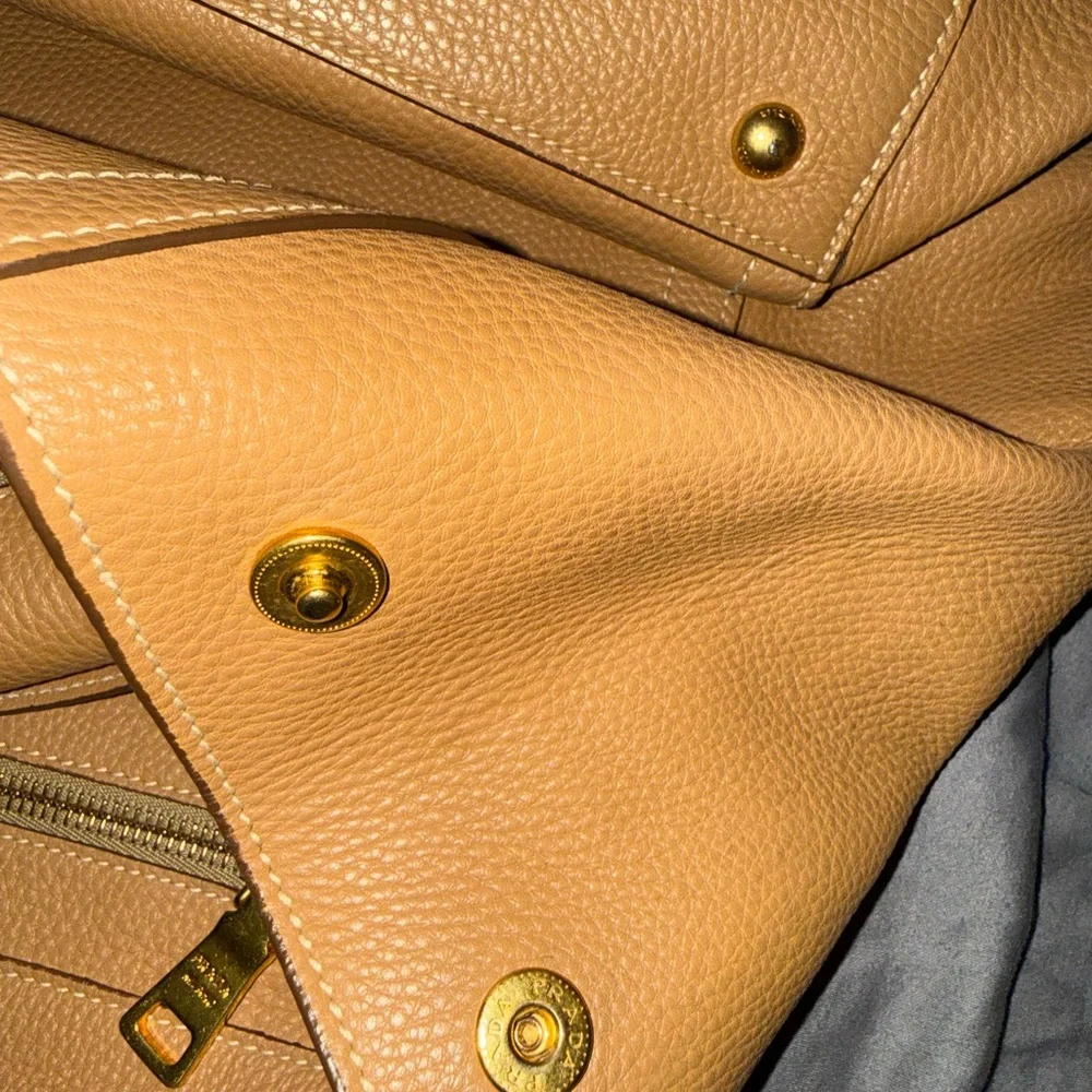 Prada Cognac Leather Tote with Gold Logo - Picture 11 of 16